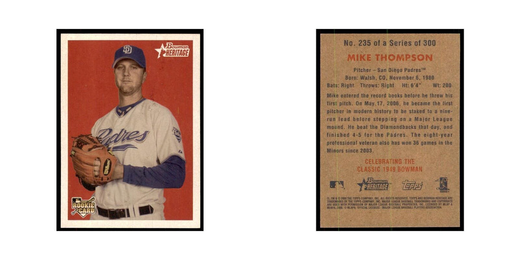 2006 Bowman Heritage Mike Thompson Baseball Cards #235