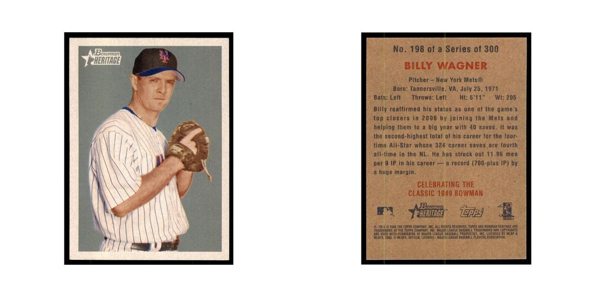 2006 Bowman Heritage Billy Wagner Baseball Cards #198