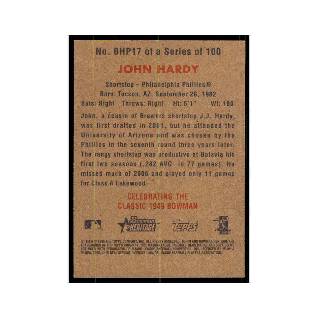 2006 Bowman Heritage John Hardy Baseball Cards #BHP17