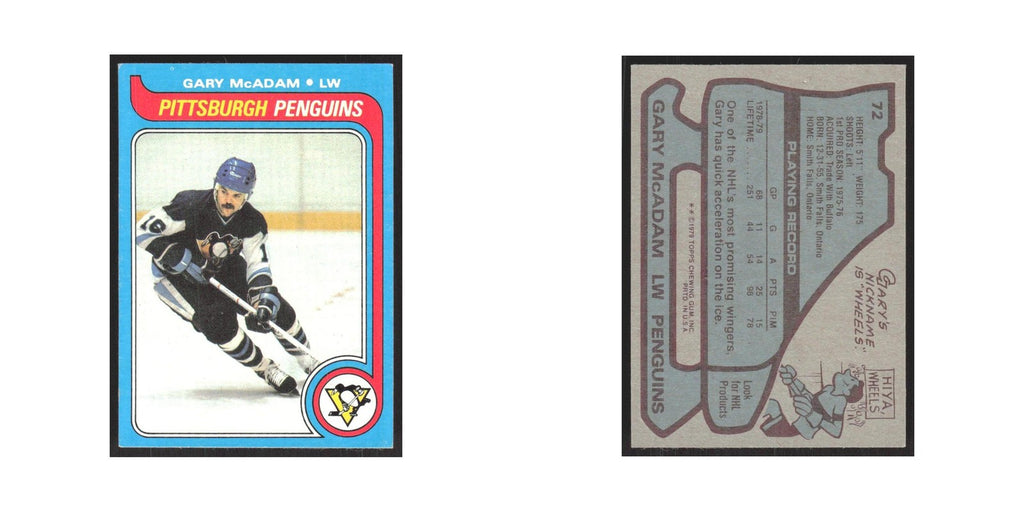 1979 Topps Gary McAdam Pittsburgh Penguins #72