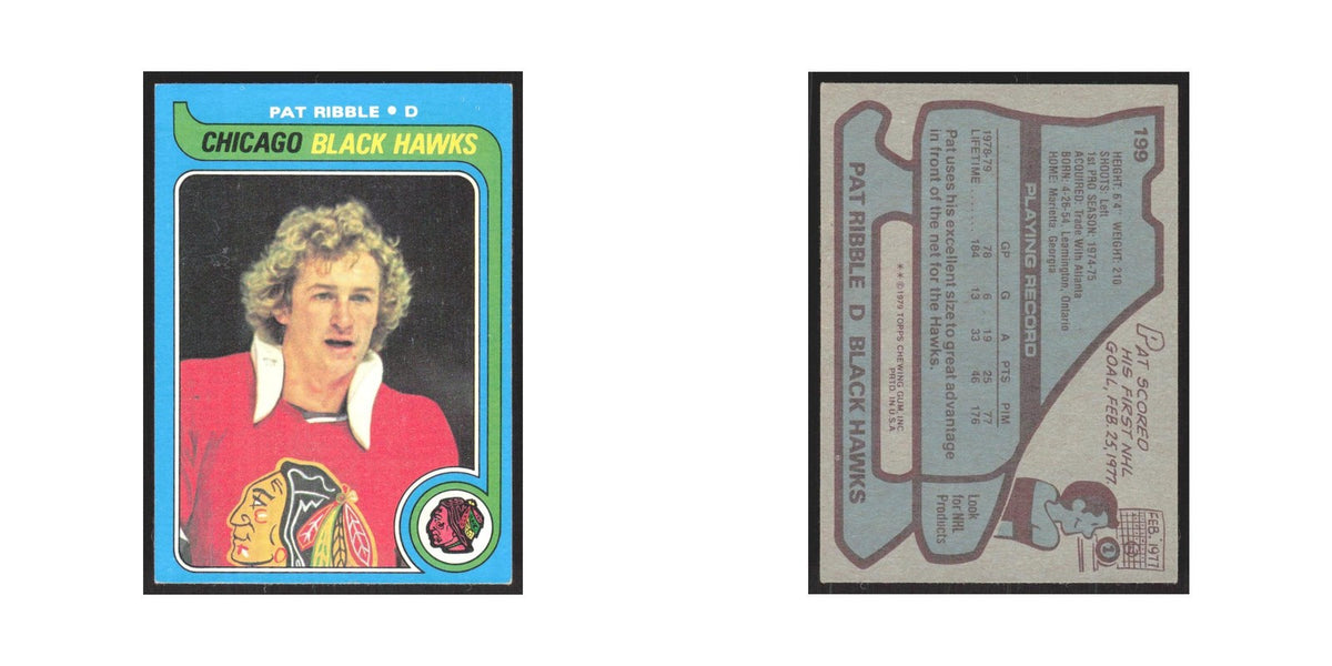 1979 Topps Pat Ribble RC Chicago Blackhawks #199