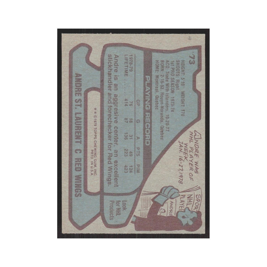1979 Topps Andre St. Laurent Detroit Red Wings #73