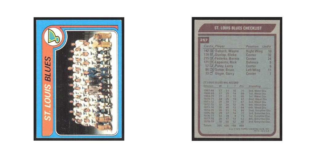 1979 Topps St. Louis Blues Team St. Louis Blues #257
