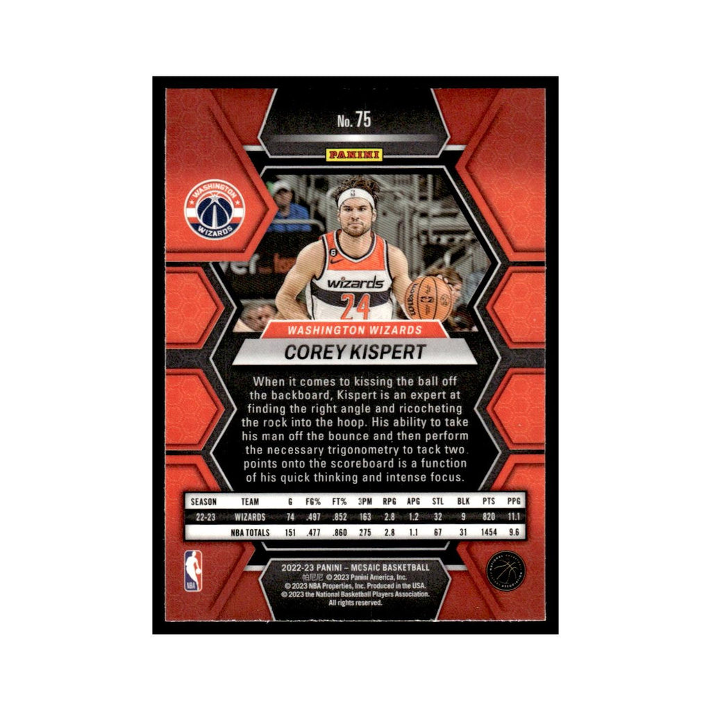 Corey Kispert 2022 Panini Mosaic #75 Washington Wizards Basketball Card NM