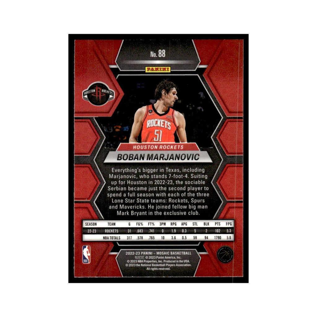Boban Marjanovic 2022 Panini Mosaic #88 Houston Rockets Basketball Card NM