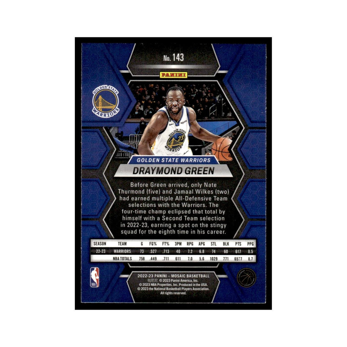 Draymond Green 2022 Panini Mosaic #143 Golden State Warriors Basketball Card NM