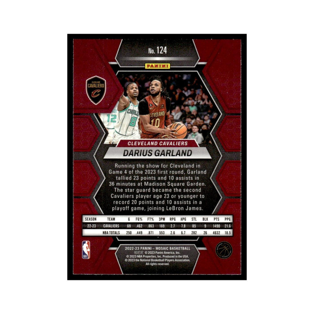 Darius Garland 2022 Panini Mosaic #124 Cleveland Cavaliers Basketball Card NM