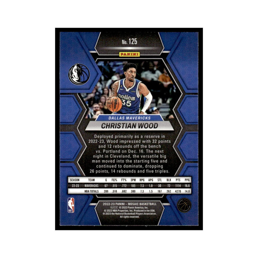 Christian Wood 2022 Panini Mosaic #125 Dallas Mavericks Basketball Card NM