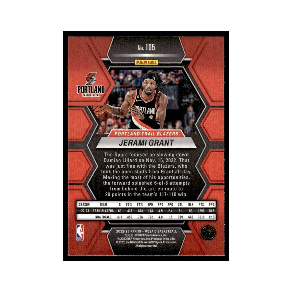 Jerami Grant 2022 Panini Mosaic #105 Portland Trail Blazers Basketball Card NM