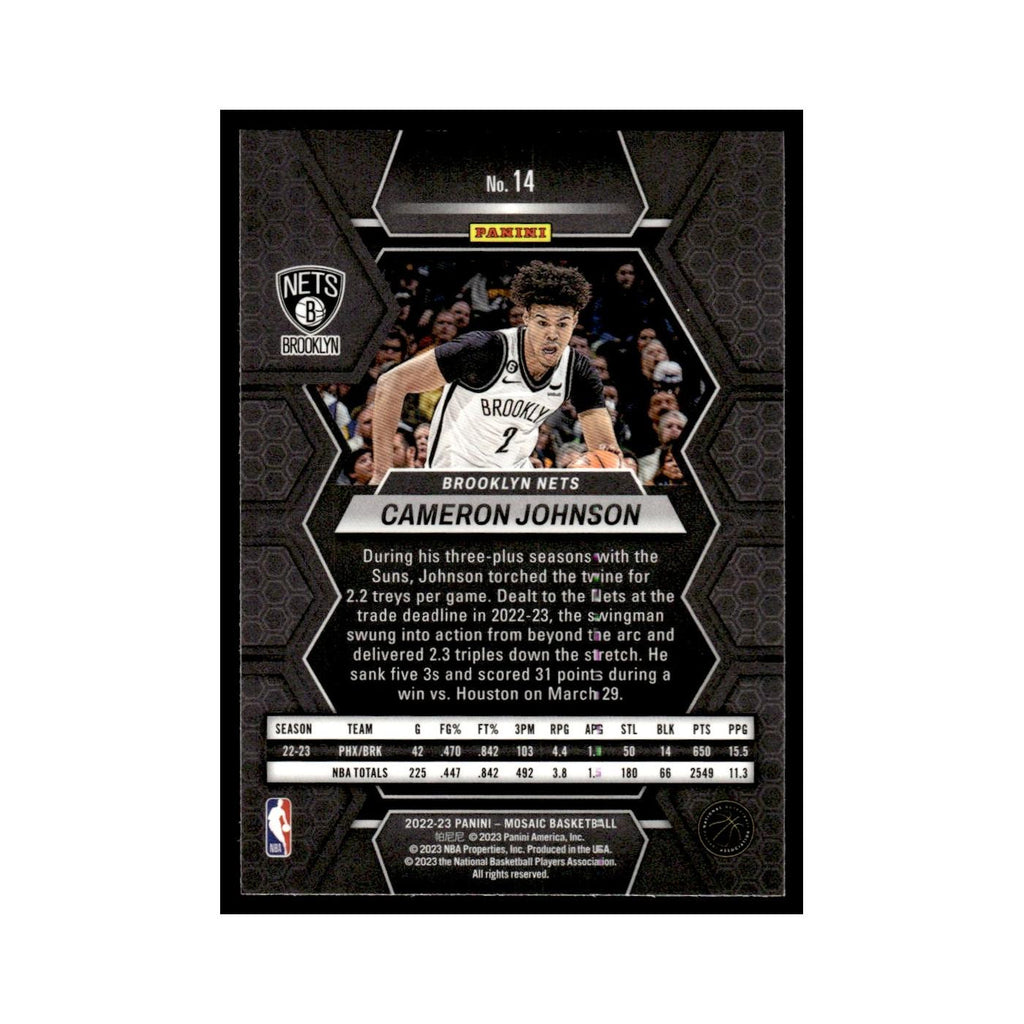 Cameron Johnson 2022 Panini Mosaic #14 Brooklyn Nets Basketball Card NM