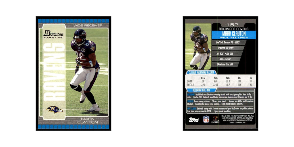 2005 Bowman Mark Clayton RC Football Cards #152