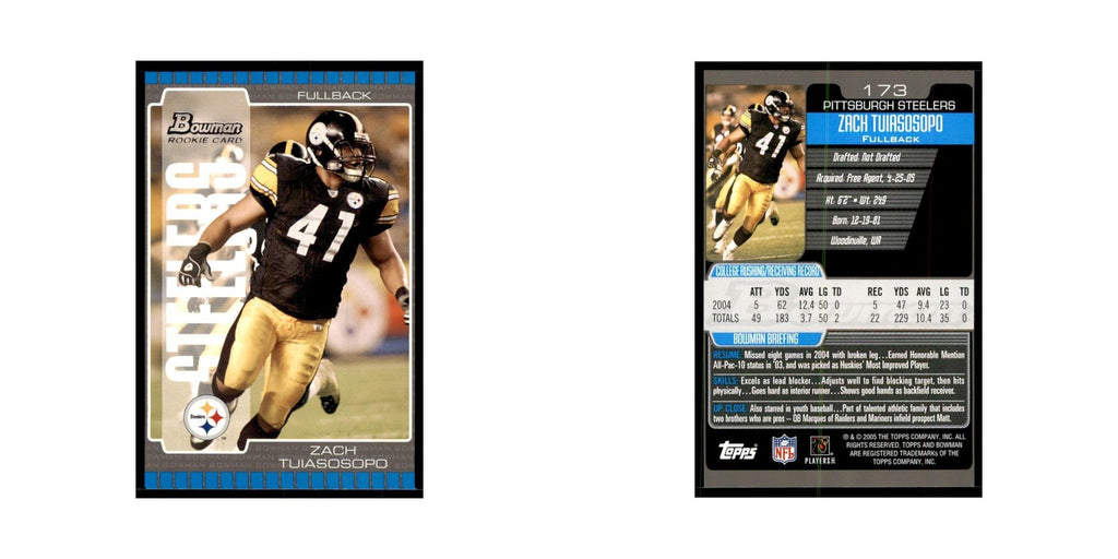 2005 Bowman Zach Tuiasosopo RC Football Cards #173