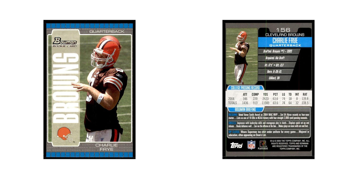 2005 Bowman Charlie Frye RC Football Cards #156