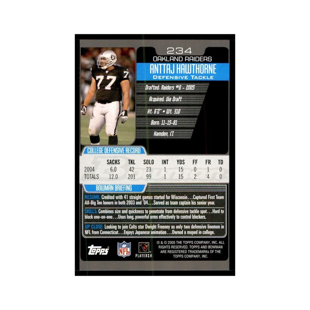 2005 Bowman Anttaj Hawthorne RC Football Cards #234