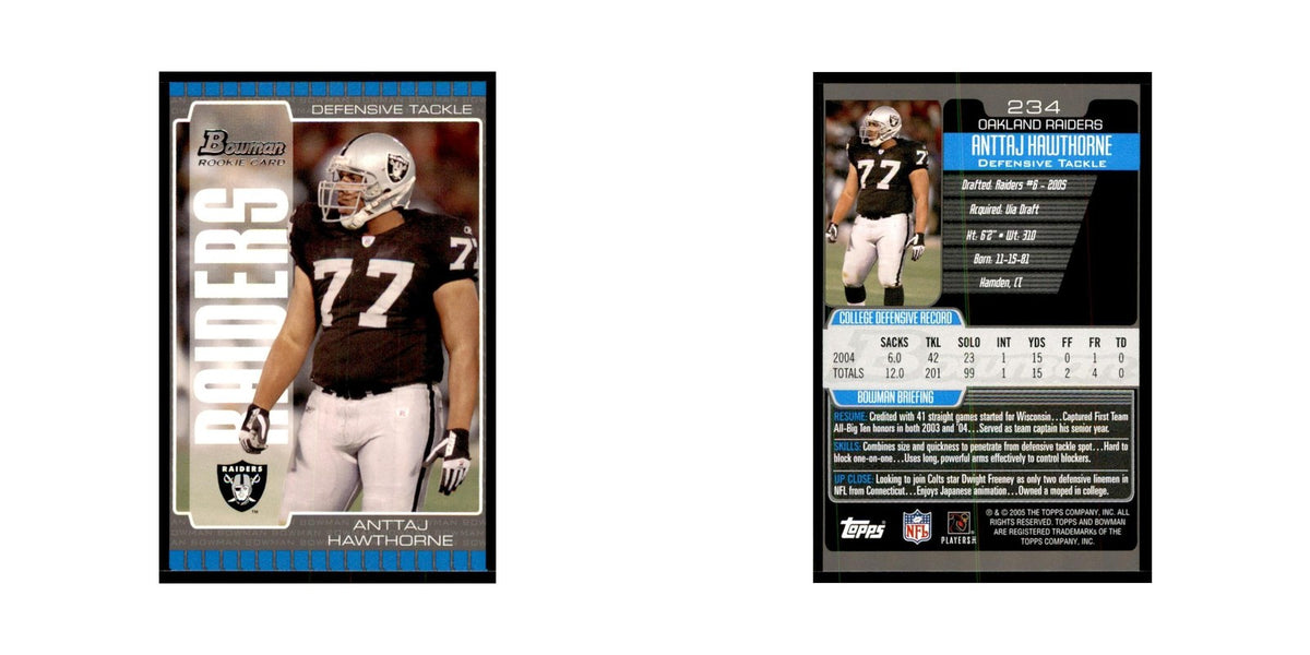 2005 Bowman Anttaj Hawthorne RC Football Cards #234