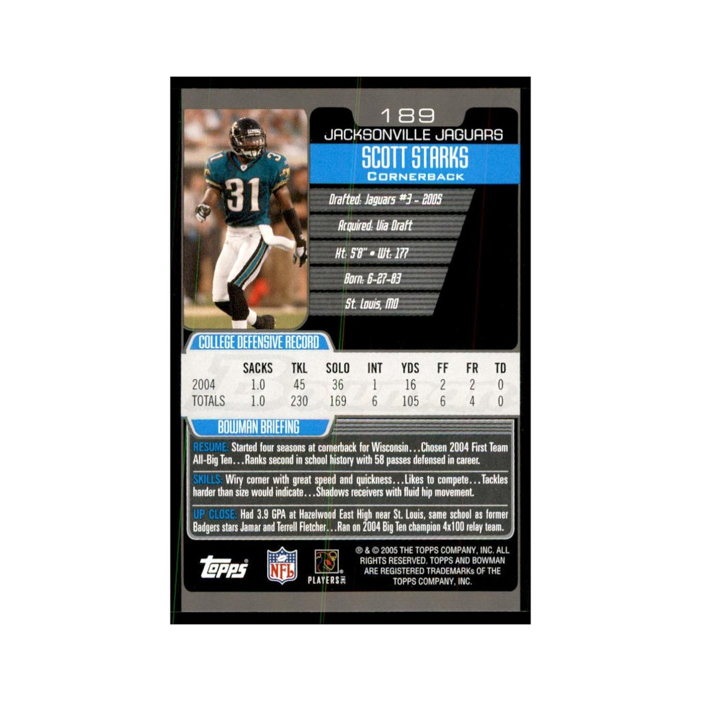 2005 Bowman Scott Starks RC Football Cards #189