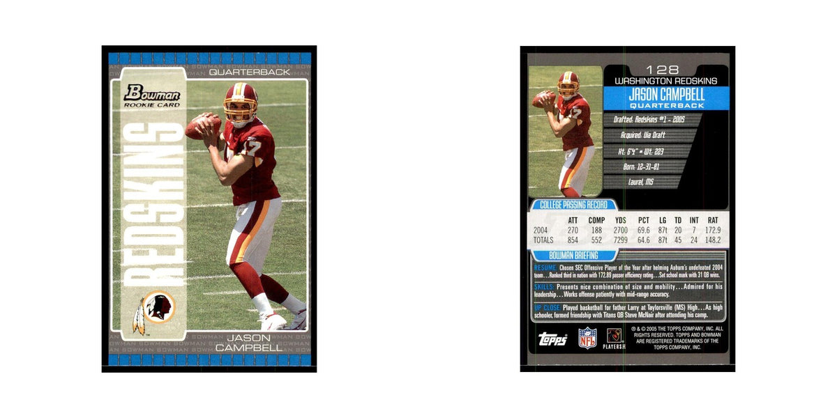 2005 Bowman Jason Campbell RC Football Cards #128