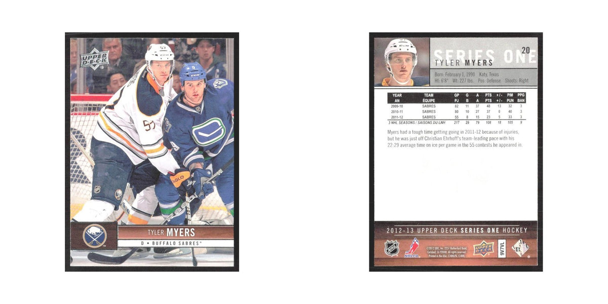2012 Upper Deck Tyler Myers Buffalo Sabres #20