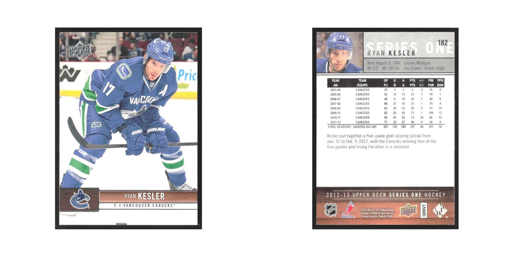 2012 Upper Deck Ryan Kesler Vancouver Canucks #182