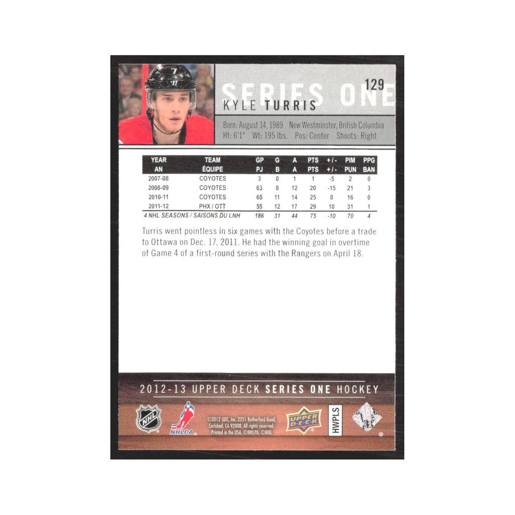 2012 Upper Deck Kyle Turris Ottawa Senators #129