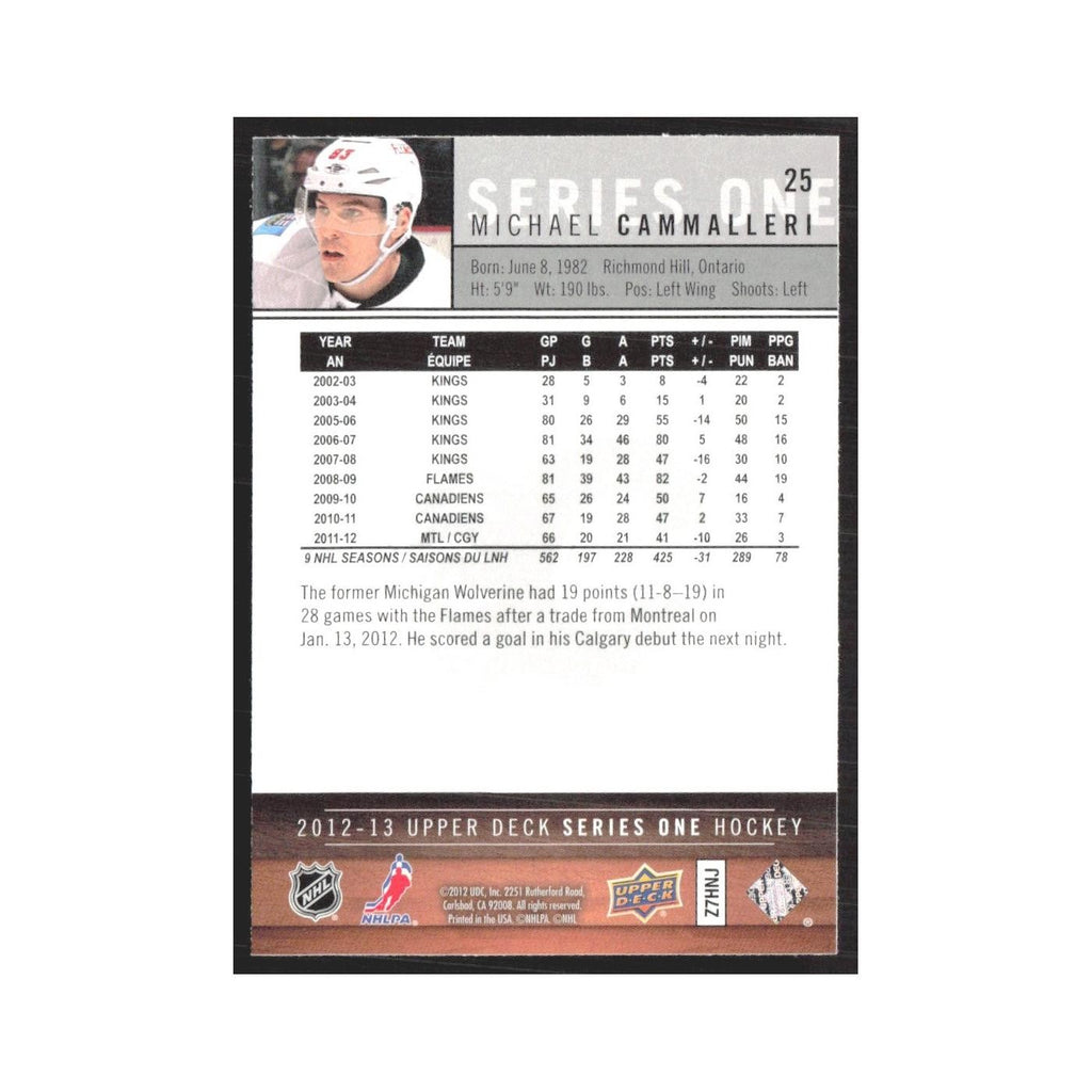 2012 Upper Deck Mike Cammalleri Calgary Flames #25