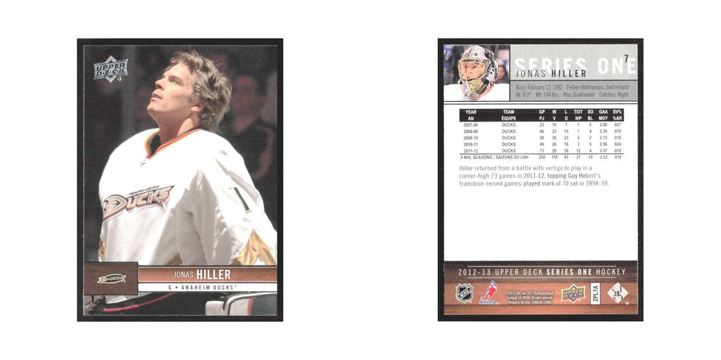 2012 Upper Deck Jonas Hiller Anaheim Ducks #7