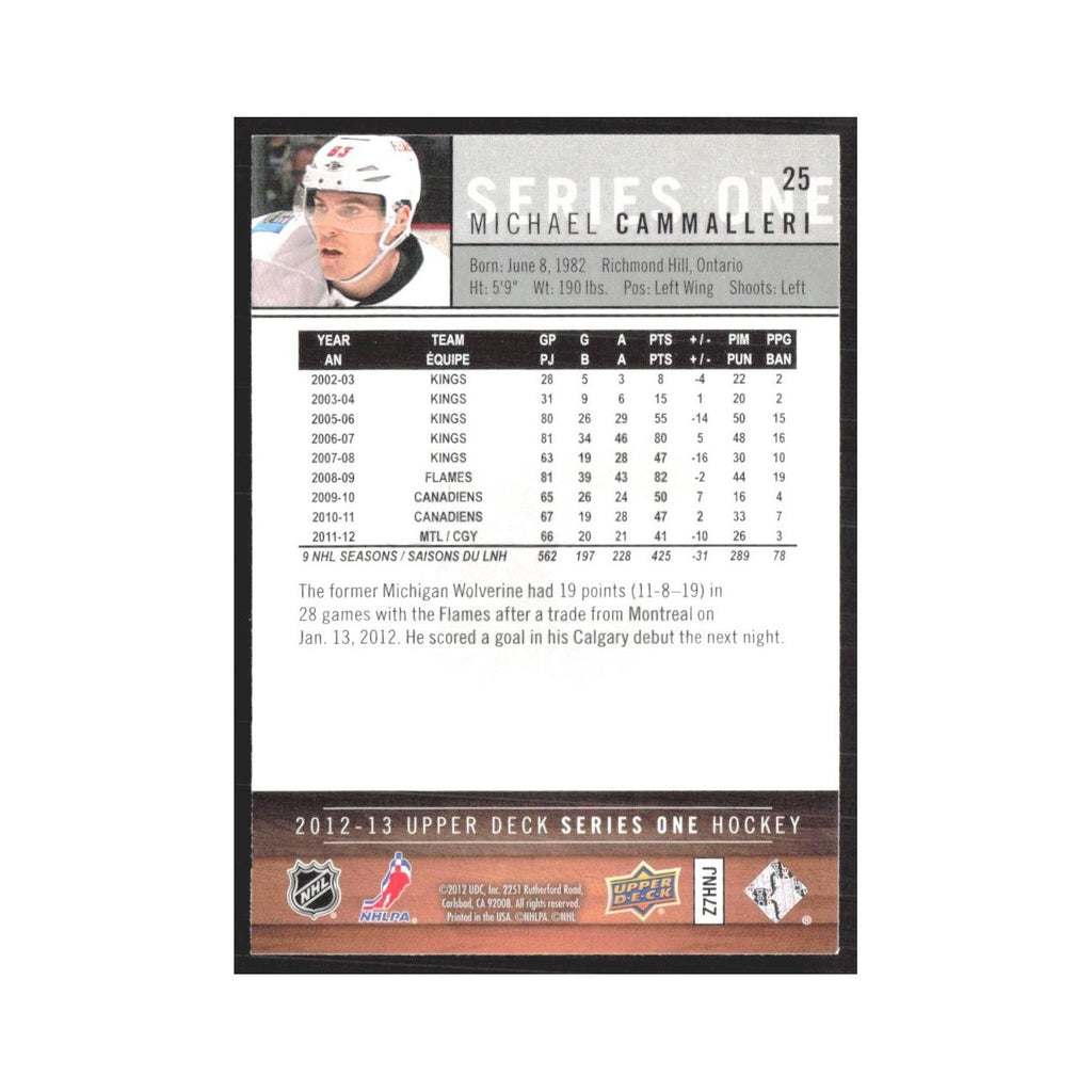 2012 Upper Deck Mike Cammalleri Calgary Flames #25