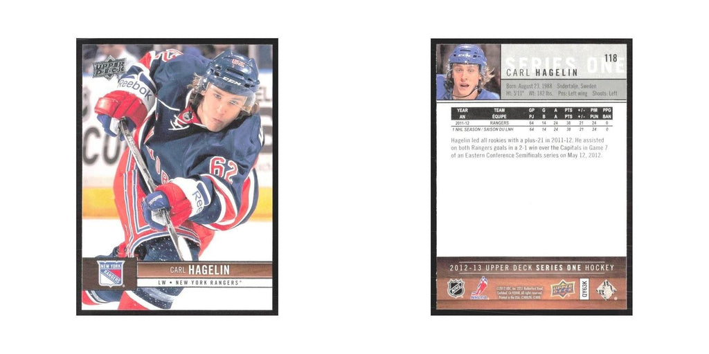 2012 Upper Deck Carl Hagelin New York Rangers/Ottawa Senators/Detroit Red Wings