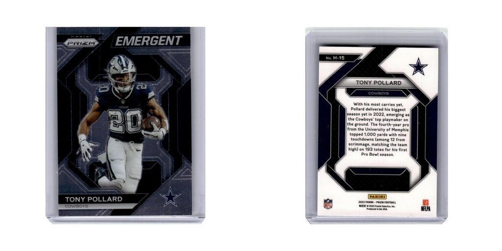 Tony Pollard 2023 Panini Prizm Emergent #H15 Dallas Cowboys Football Card NM