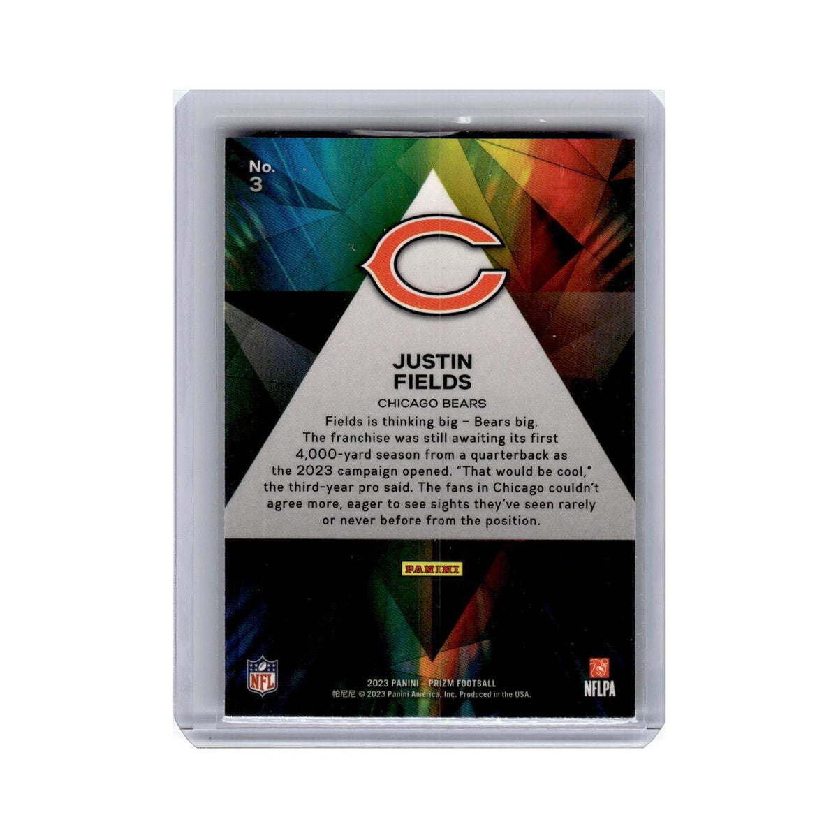 Justin Fields 2023 Panini Prizm Prizmatic #3 Chicago Bears Football Card NM