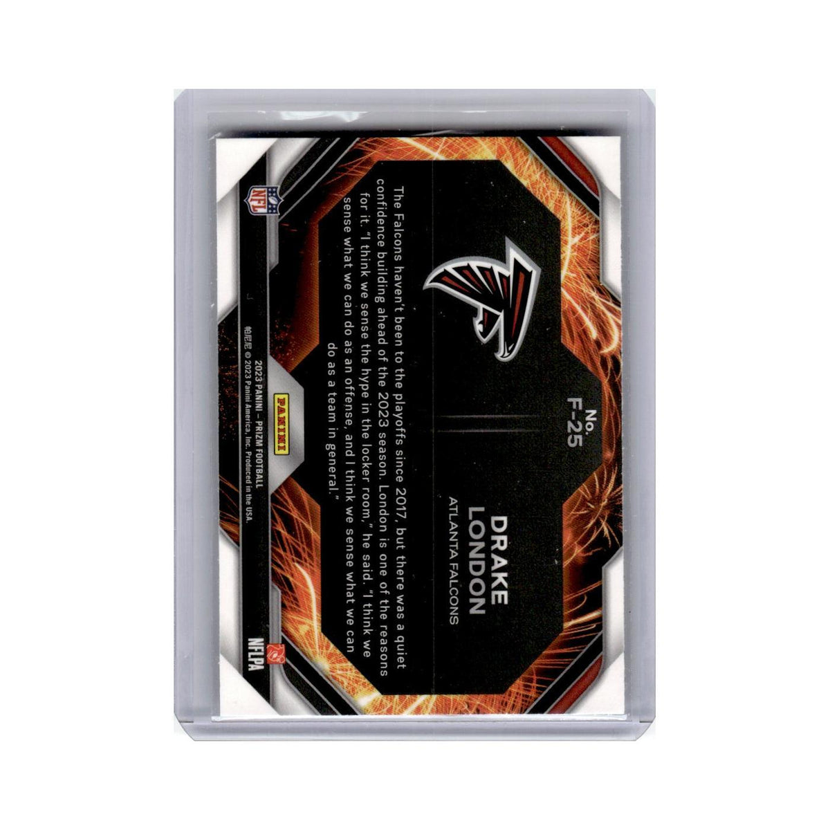 Drake London 2023 Panini Prizm Fireworks #F25 Atlanta Falcons Football Card NM