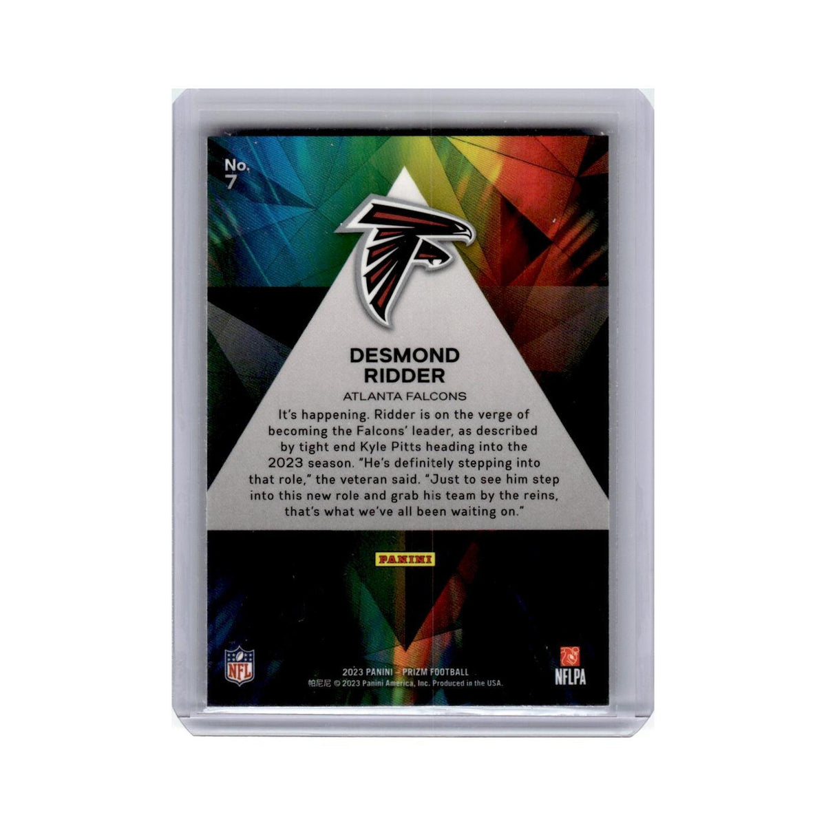 Desmond Ridder 2023 Panini Prizm Prizmatic #7 Atlanta Falcons Football Card NM
