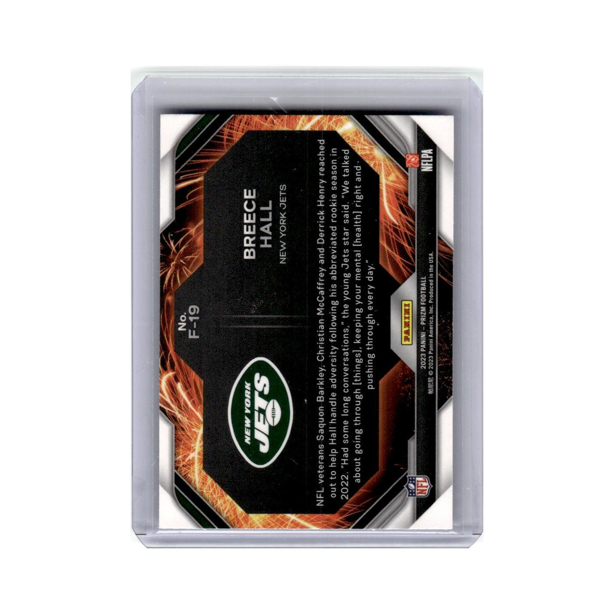 Breece Hall 2023 Panini Prizm Fireworks #F19 New York Jets Football Card NM
