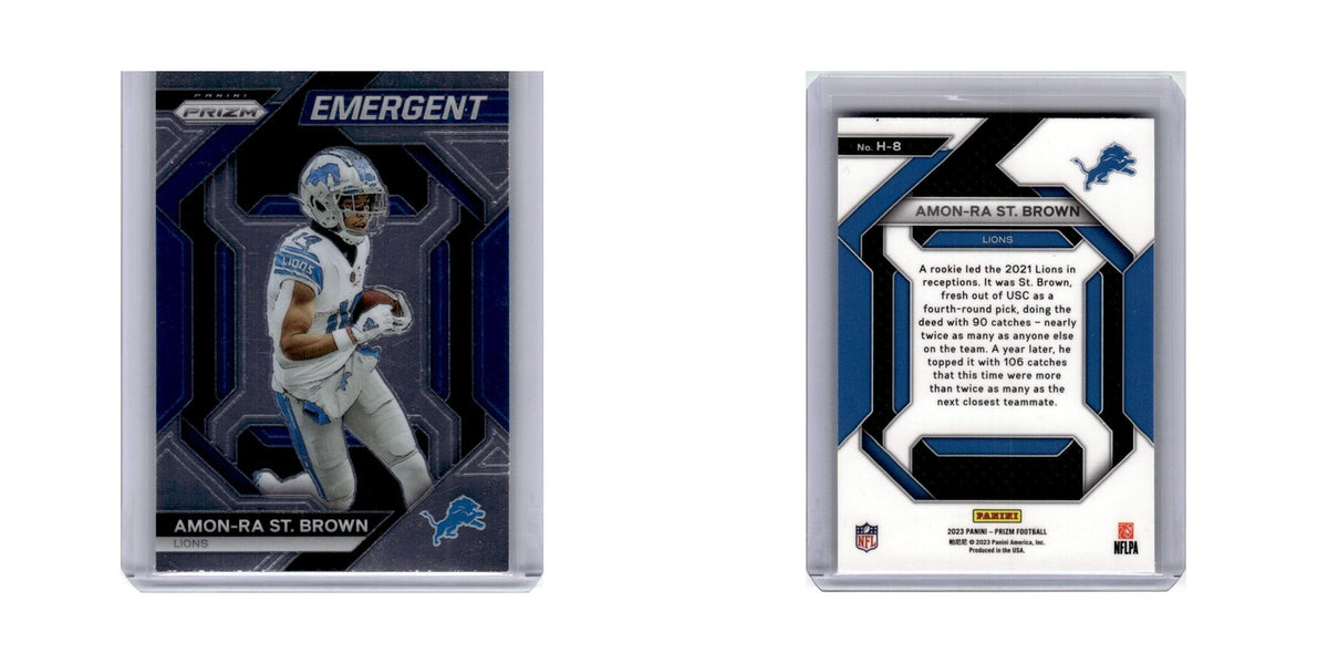 Amon-Ra St. Brown 2023 Panini Prizm Emergent #H8 Detroit Lions Football Card NM