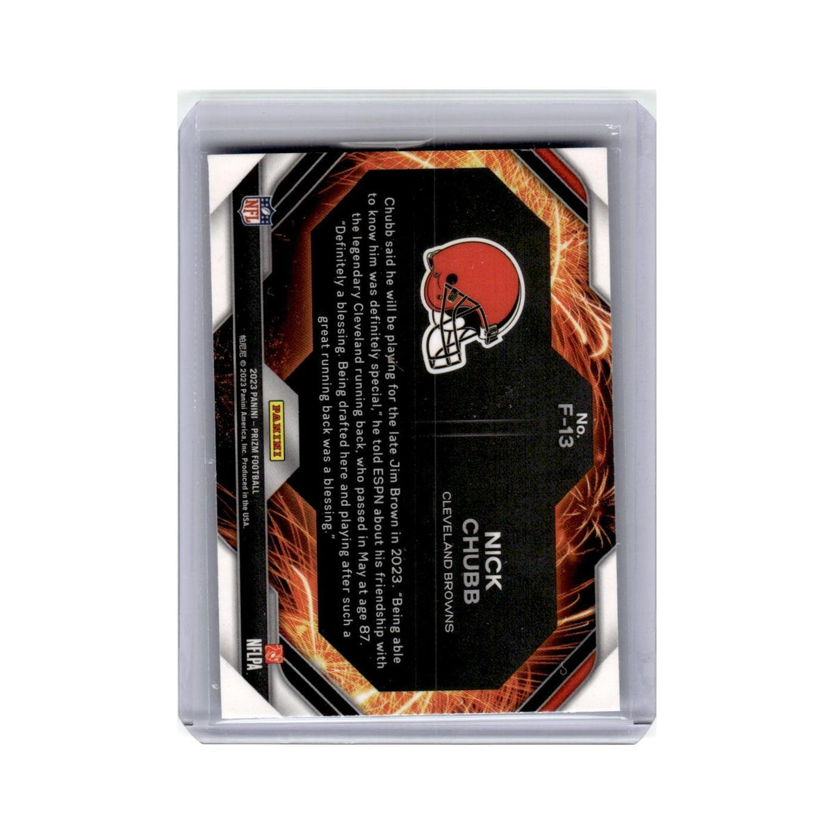 Nick Chubb 2023 Panini Prizm Fireworks #F13 Cleveland Browns Football Card NM