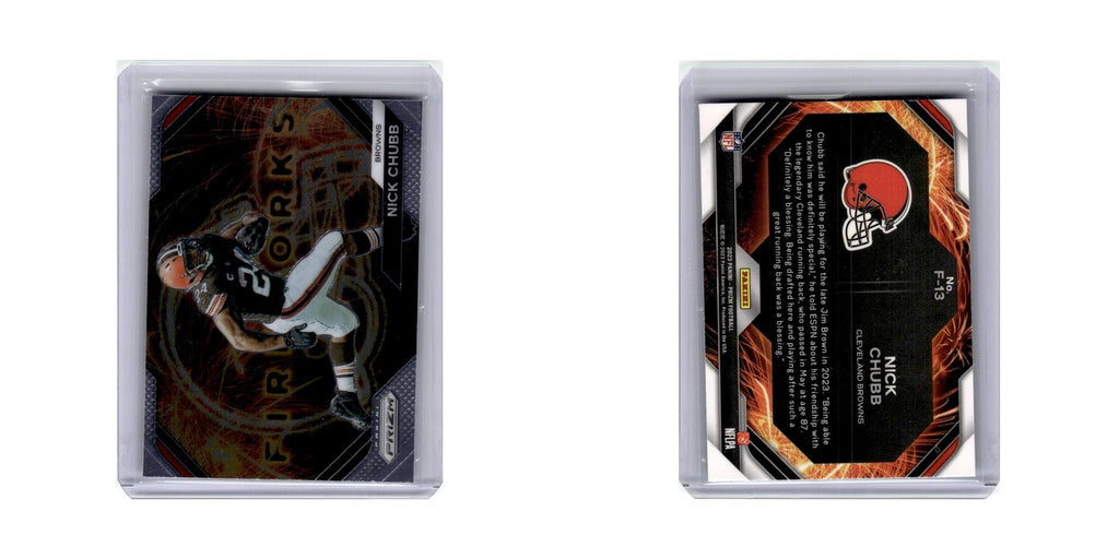 Nick Chubb 2023 Panini Prizm Fireworks #F13 Cleveland Browns Football Card NM