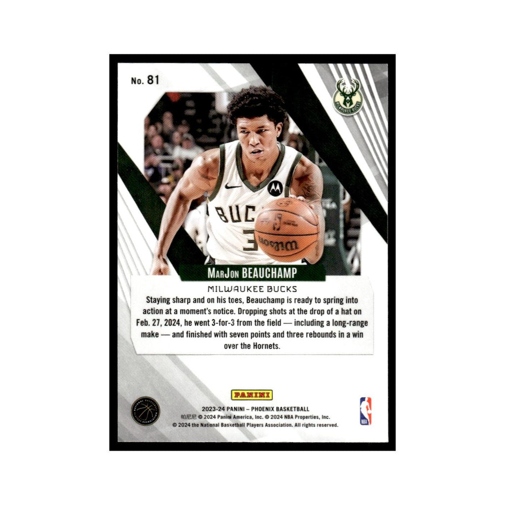 MarJon Beauchamp 2023 Panini Phoenix #81 Milwaukee Bucks Basketball Card NM