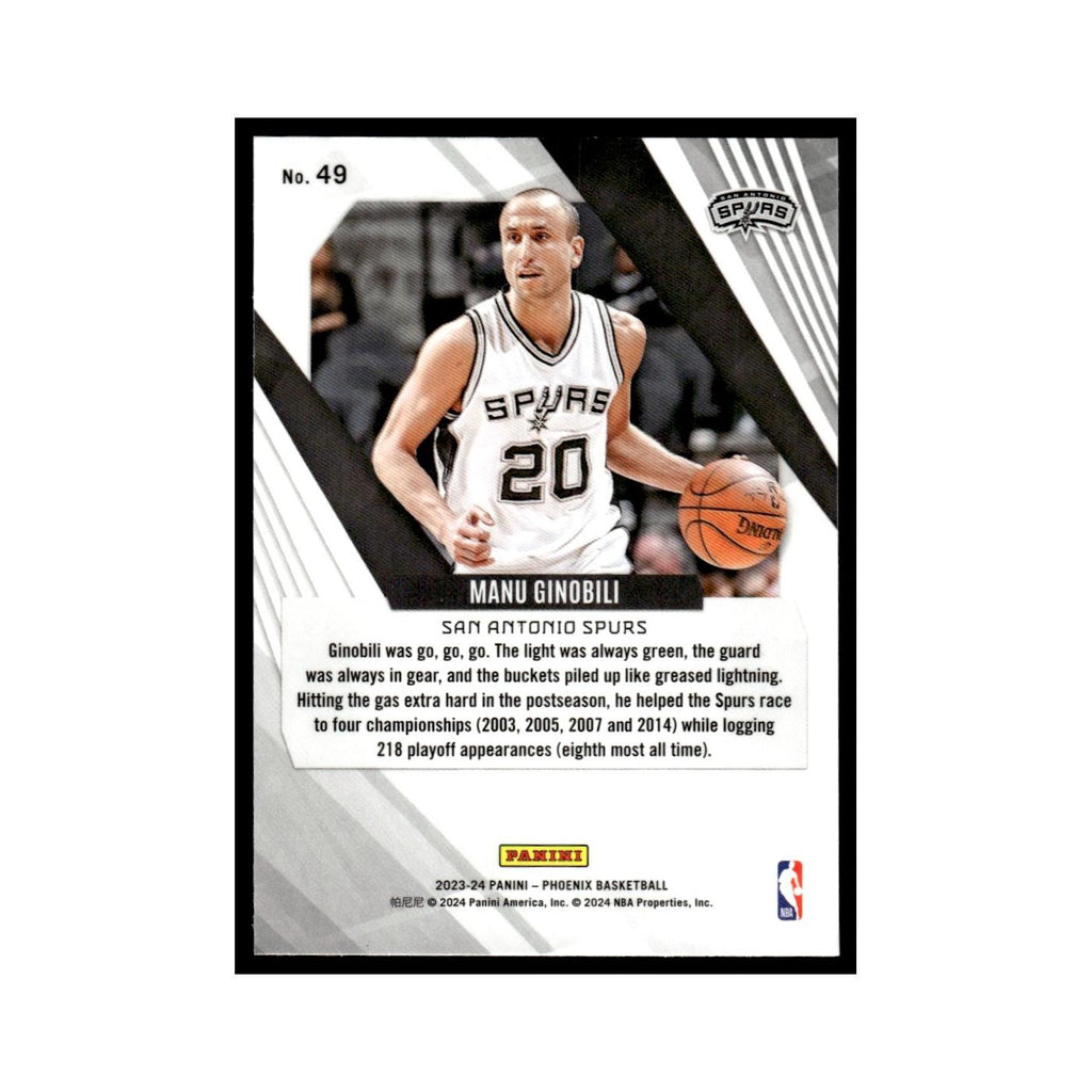 Manu Ginobili 2023 Panini Phoenix #49 San Antonio Spurs Basketball Card NM