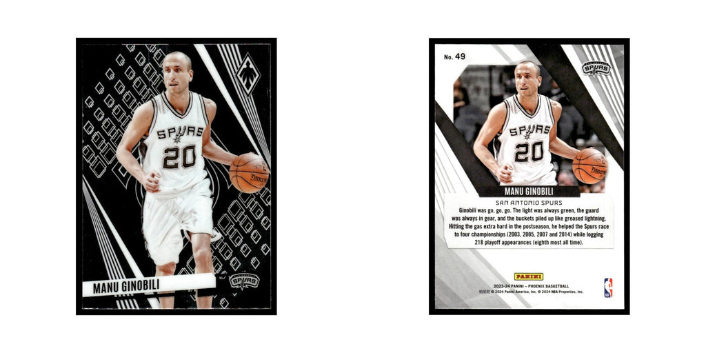 Manu Ginobili 2023 Panini Phoenix #49 San Antonio Spurs Basketball Card NM