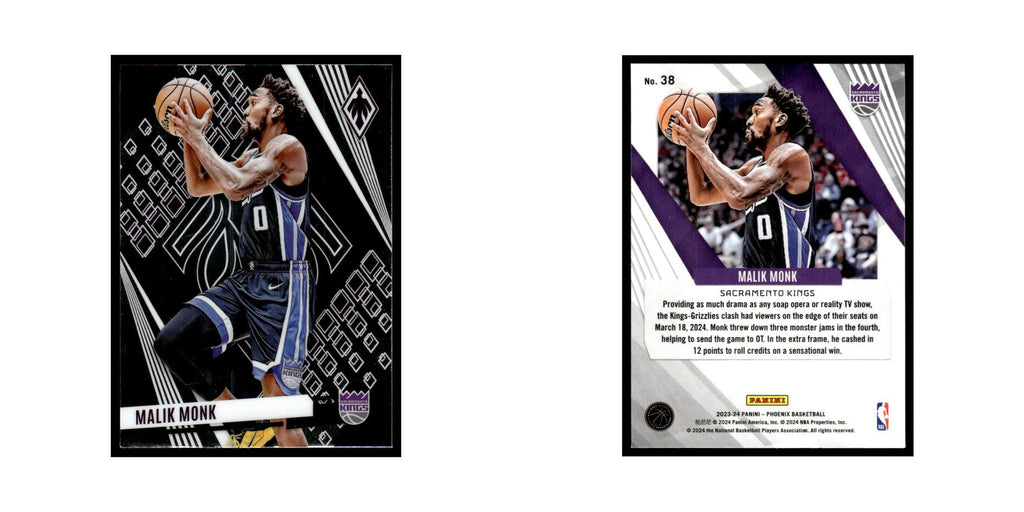 Malik Monk 2023 Panini Phoenix #38 Sacramento Kings Basketball Card NM