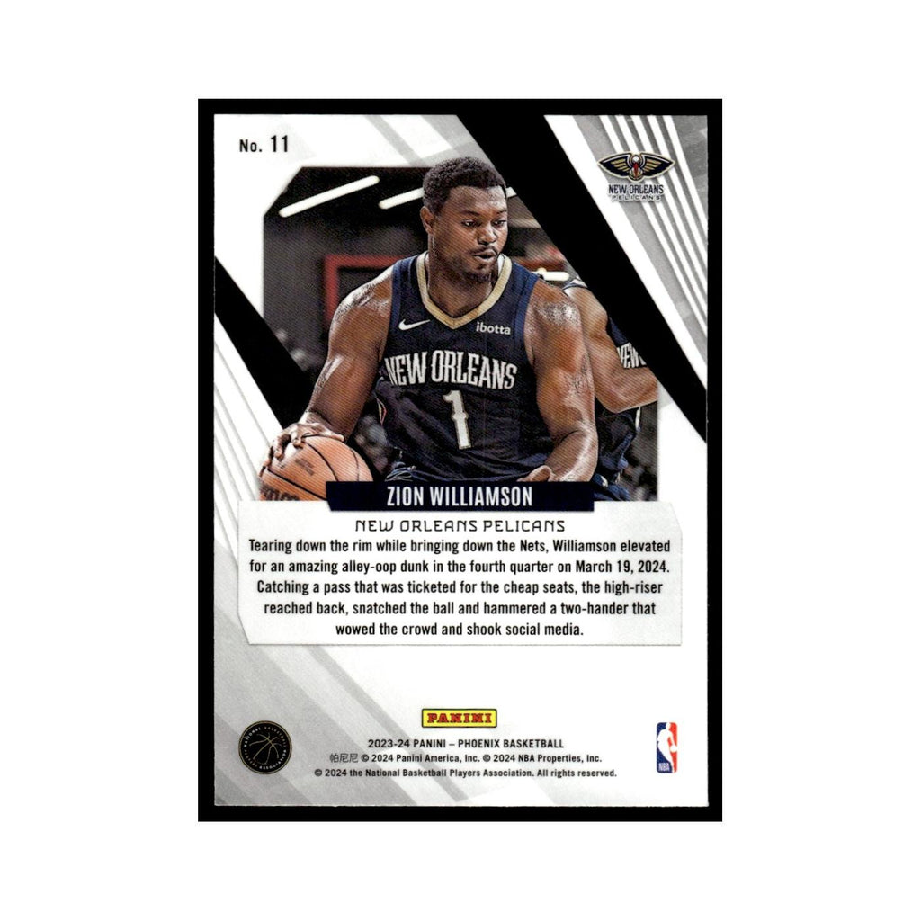 Zion Williamson 2023 Panini Phoenix #11 New Orleans Pelicans Basketball Card NM