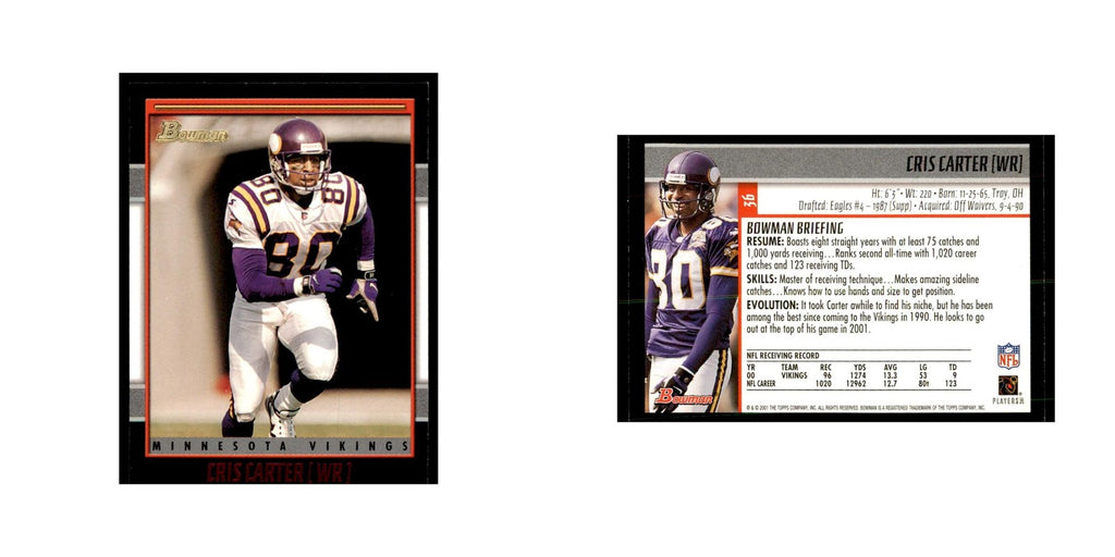 2001 Bowman Cris Carter Football Cards #36
