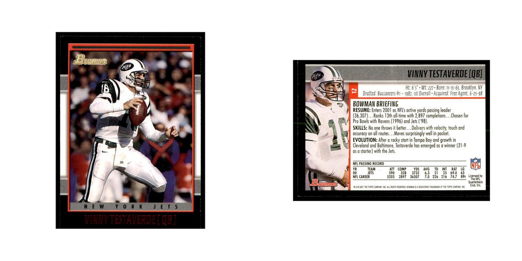 2001 Bowman Vinny Testaverde Football Cards #12