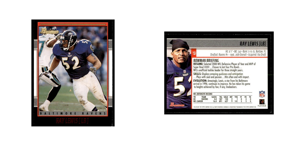 2001 Bowman Ray Lewis Football Cards #43