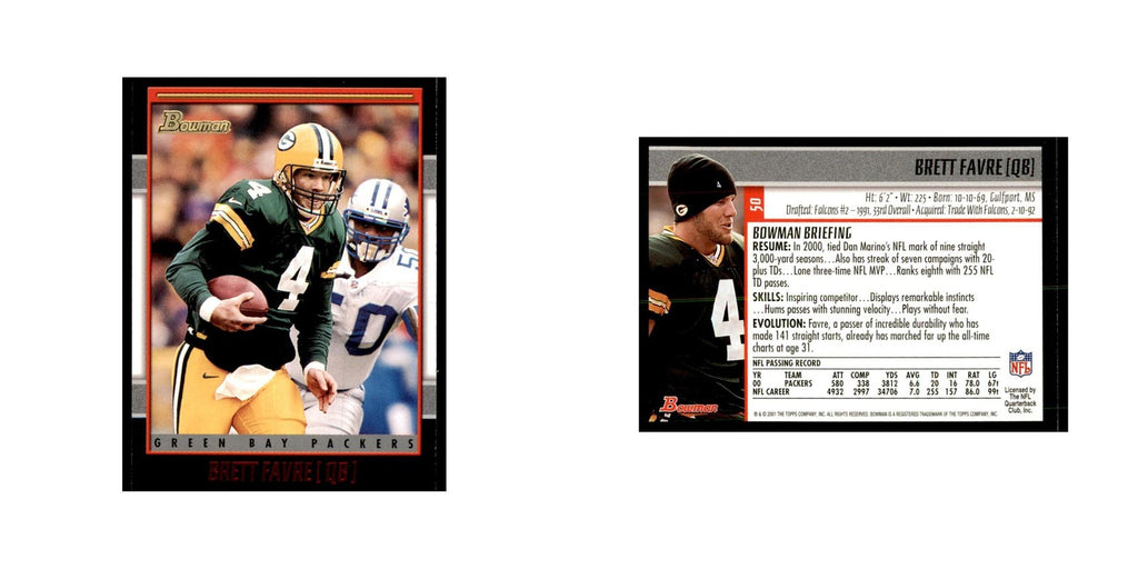 2001 Bowman Brett Favre Football Cards #50
