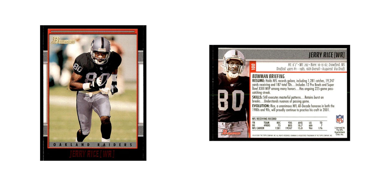 2001 Bowman Jerry Rice Football Cards #100