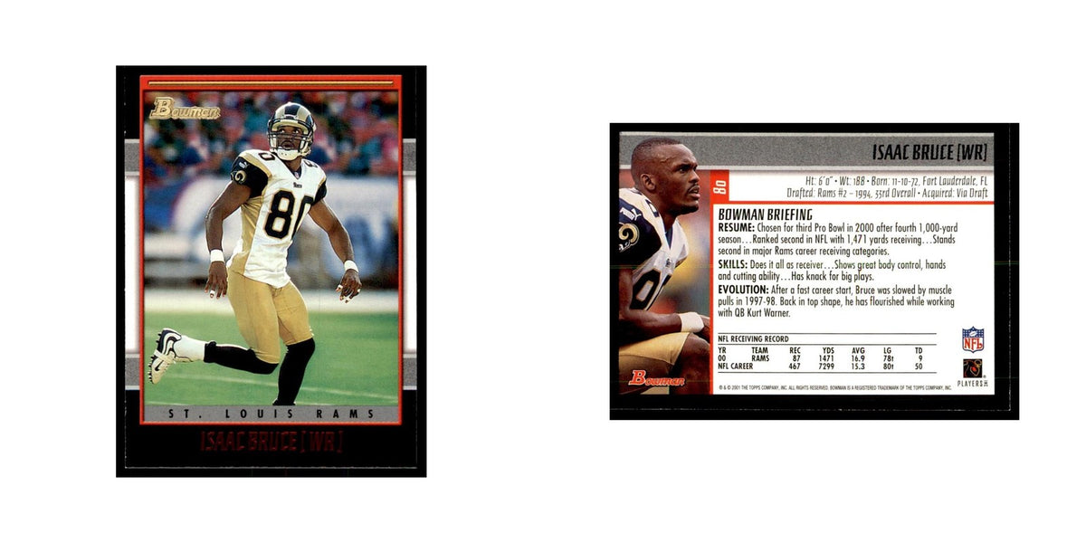 2001 Bowman Isaac Bruce Football Cards #80
