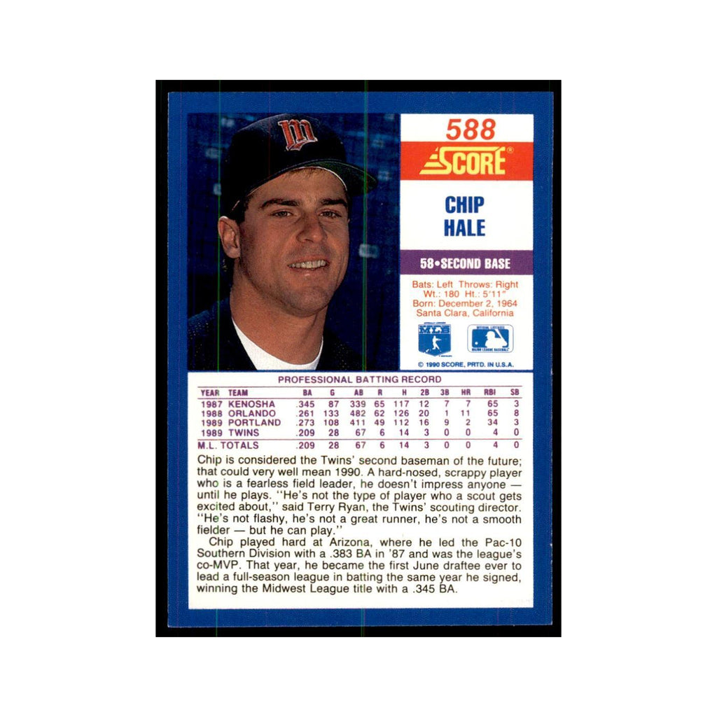 1990 Score Chip Hale RC Baseball Cards #588