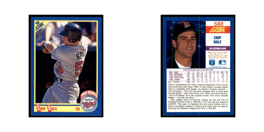 1990 Score Chip Hale RC Baseball Cards #588