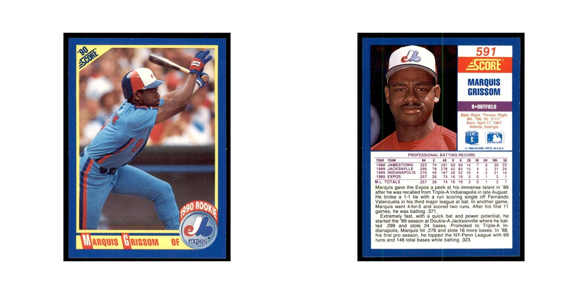 1990 Score Marquis Grissom RC Baseball Cards #591
